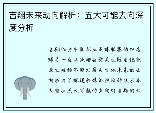 吉翔未来动向解析：五大可能去向深度分析